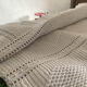 White cotton crochet bed cover with diamond bands