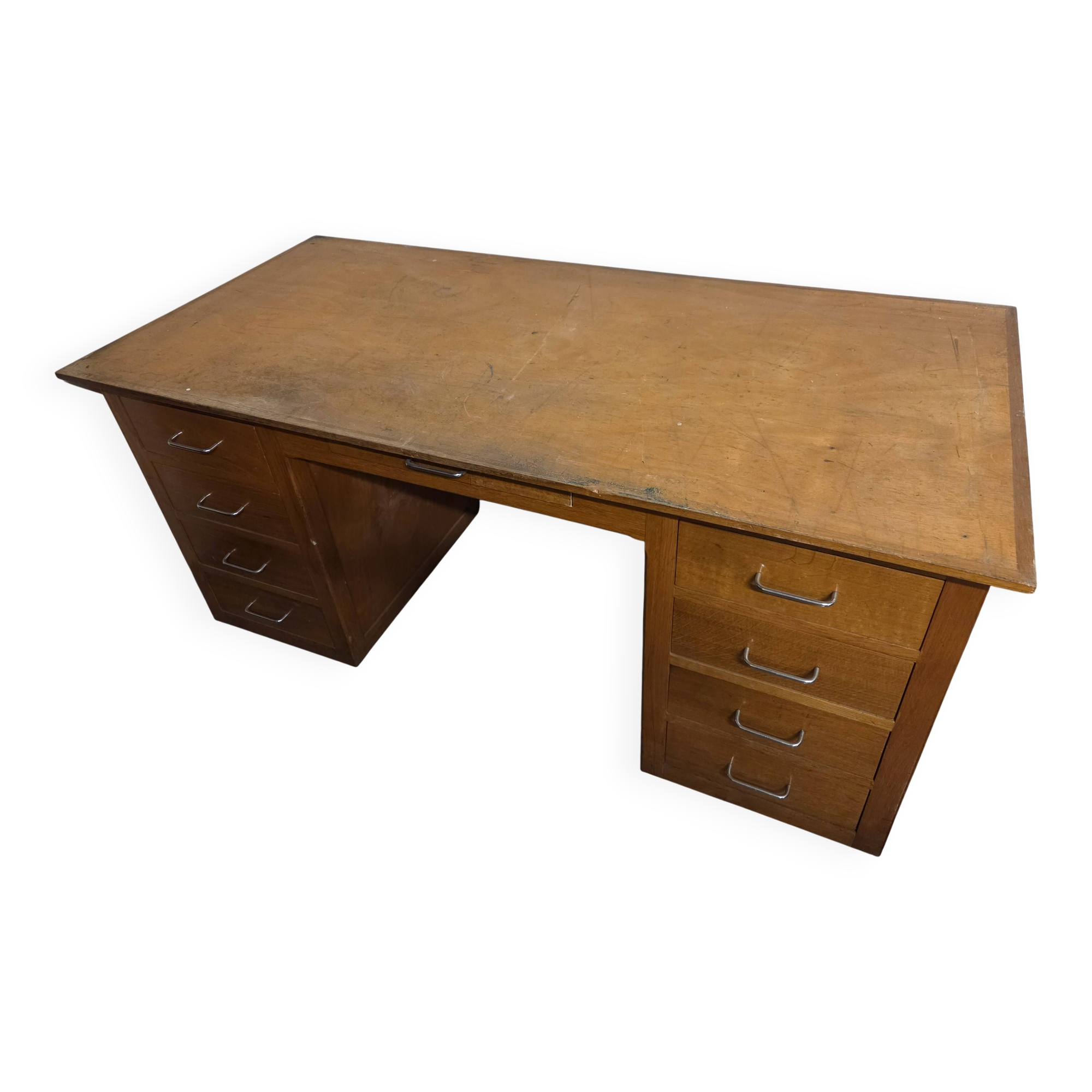Bureau a caissons d'administration ancien en bois