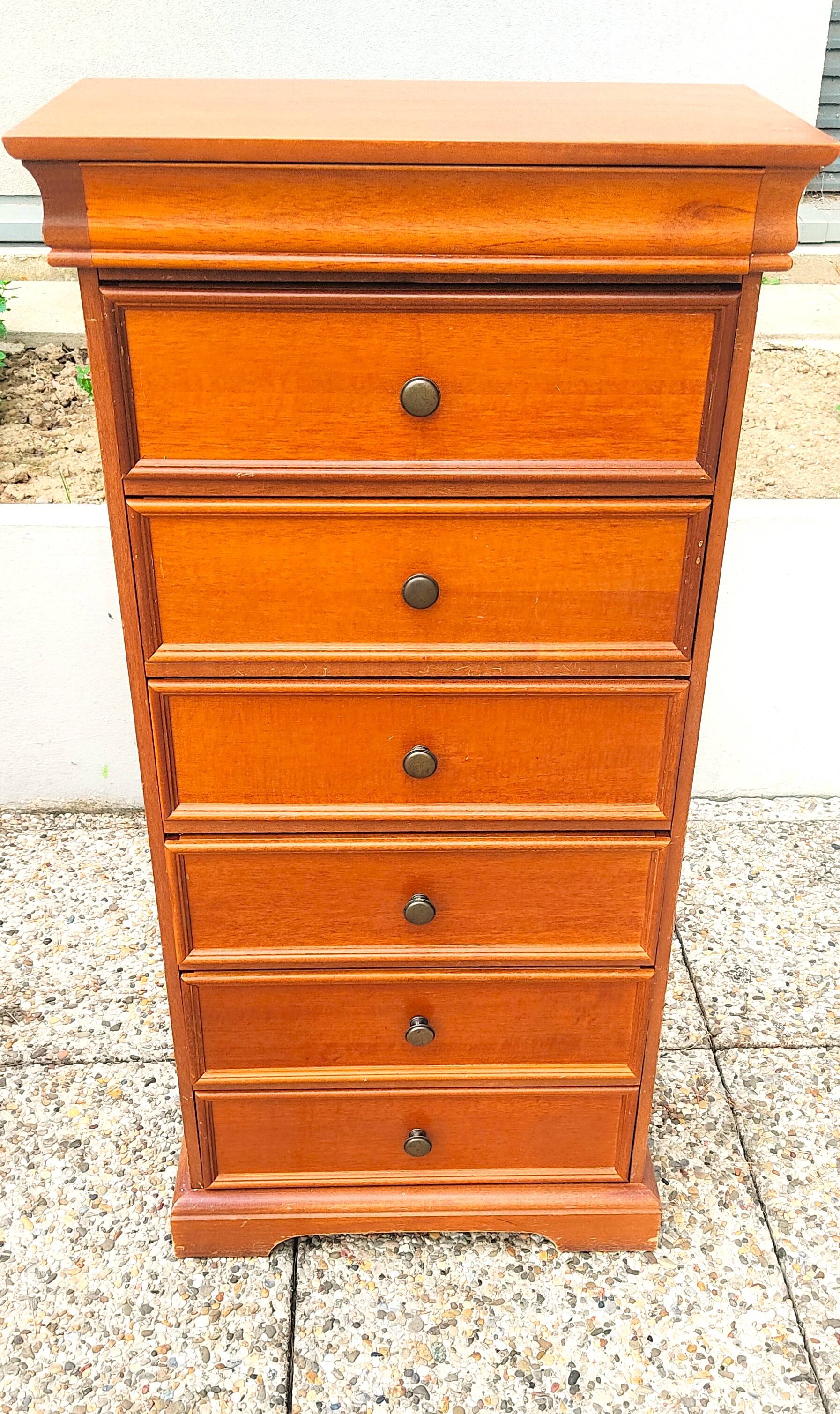 Weekly organizer in solid cherry, 7 drawers, classic Louis Philippe style