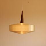 Early plastics cellulose and teak pendant lamp by John and Sylvia Reid for Rotaflex, UK, 1950s