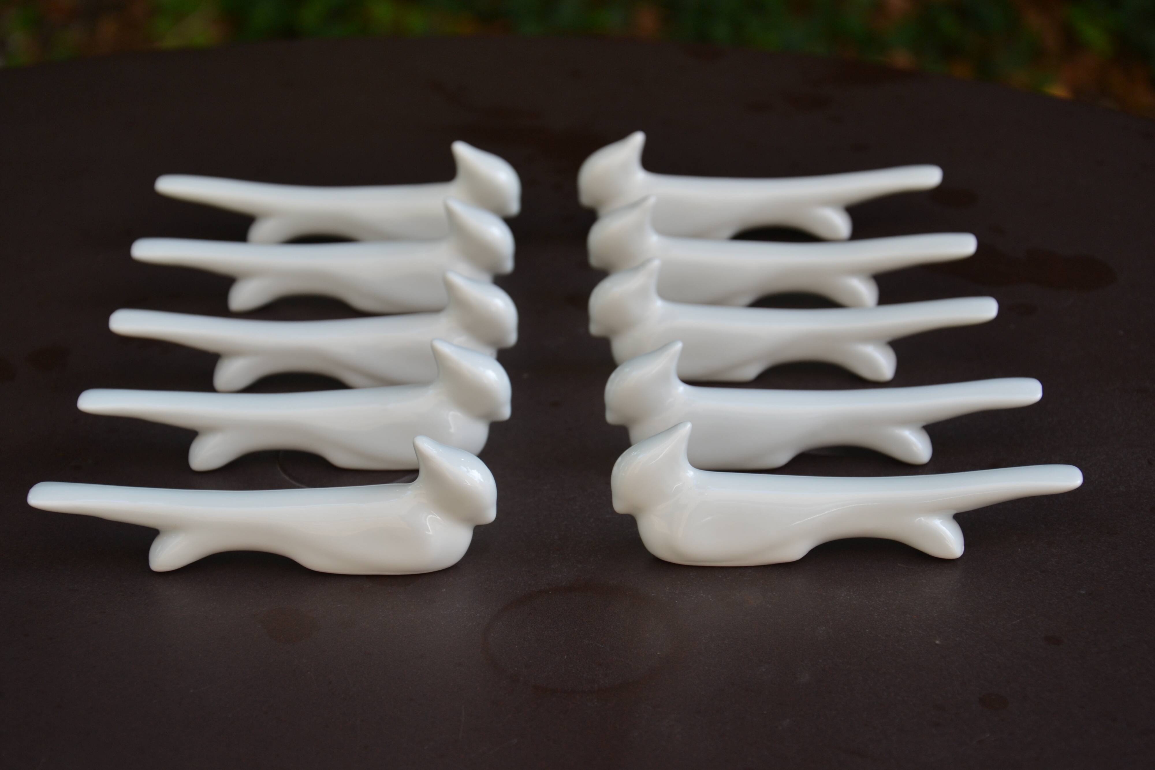 10 ceramic "bird" knife rests