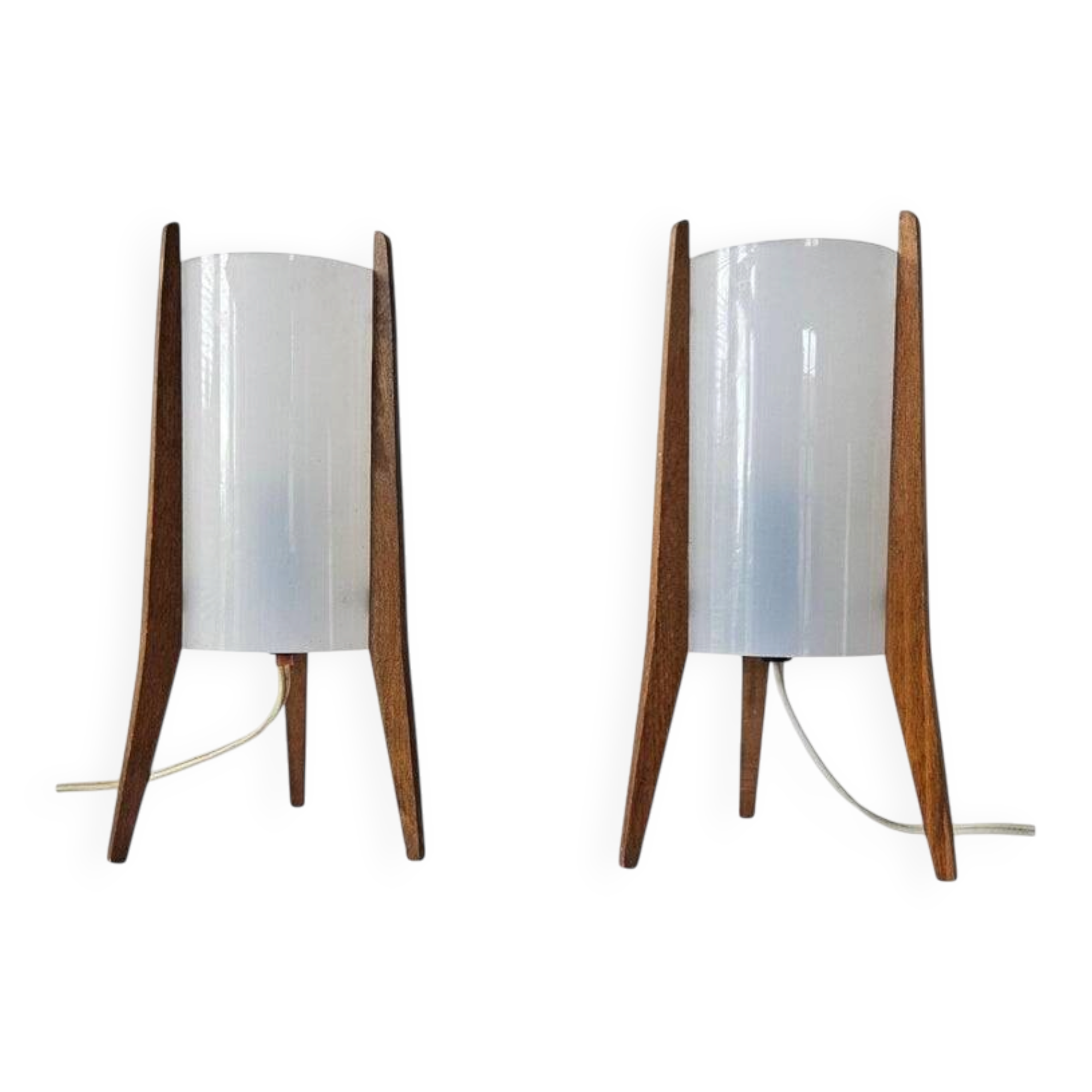 Pair of Mid-Century Table Lamps Pokrok Zilina, Tripod, Rocket, 1970s