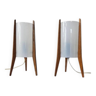 Pair of Mid-Century Table Lamps Pokrok Zilina, Tripod, Rocket, 1970s