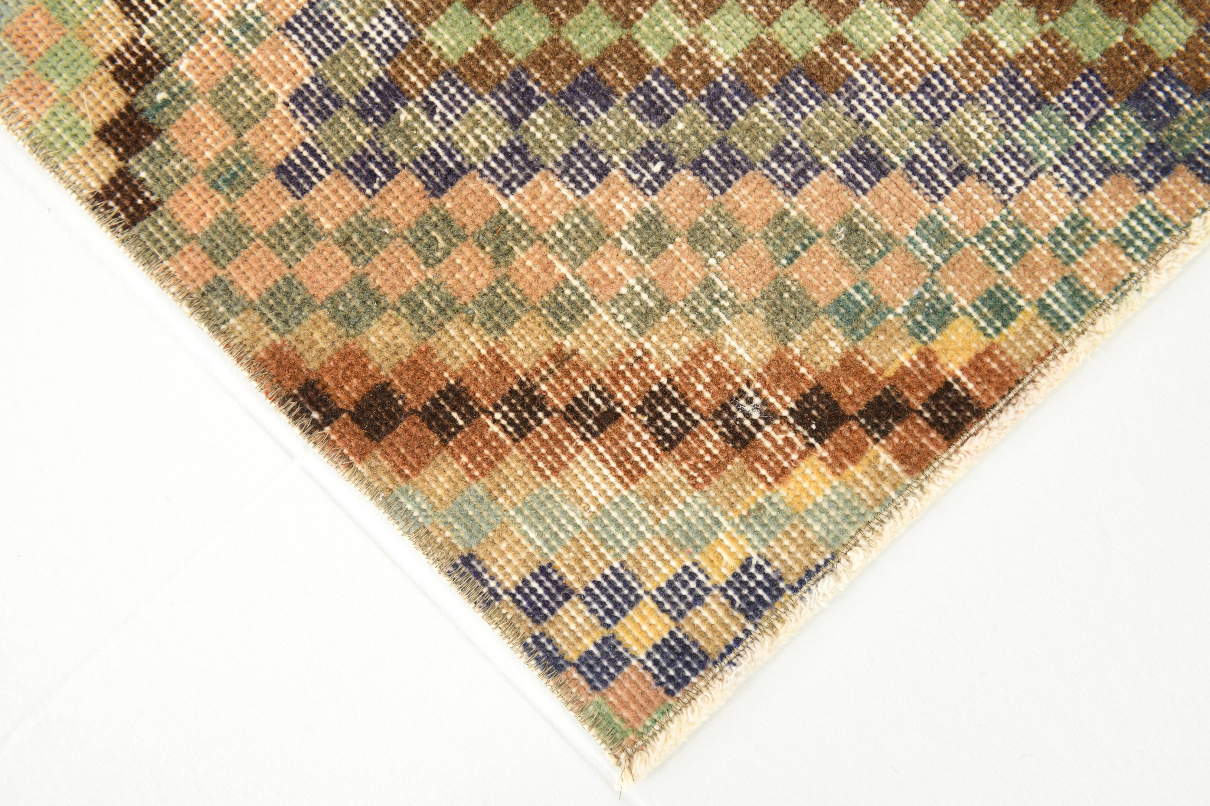 2x5 Turkish Multicolor Vintage Kitchen Runner Rug, 71x154Cm