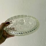 Vintage glass butter dish with cow decorations