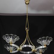 Extraordinary Art Deco Murano Glass and Bronze Chandelier by Barovier&Toso, 1950
