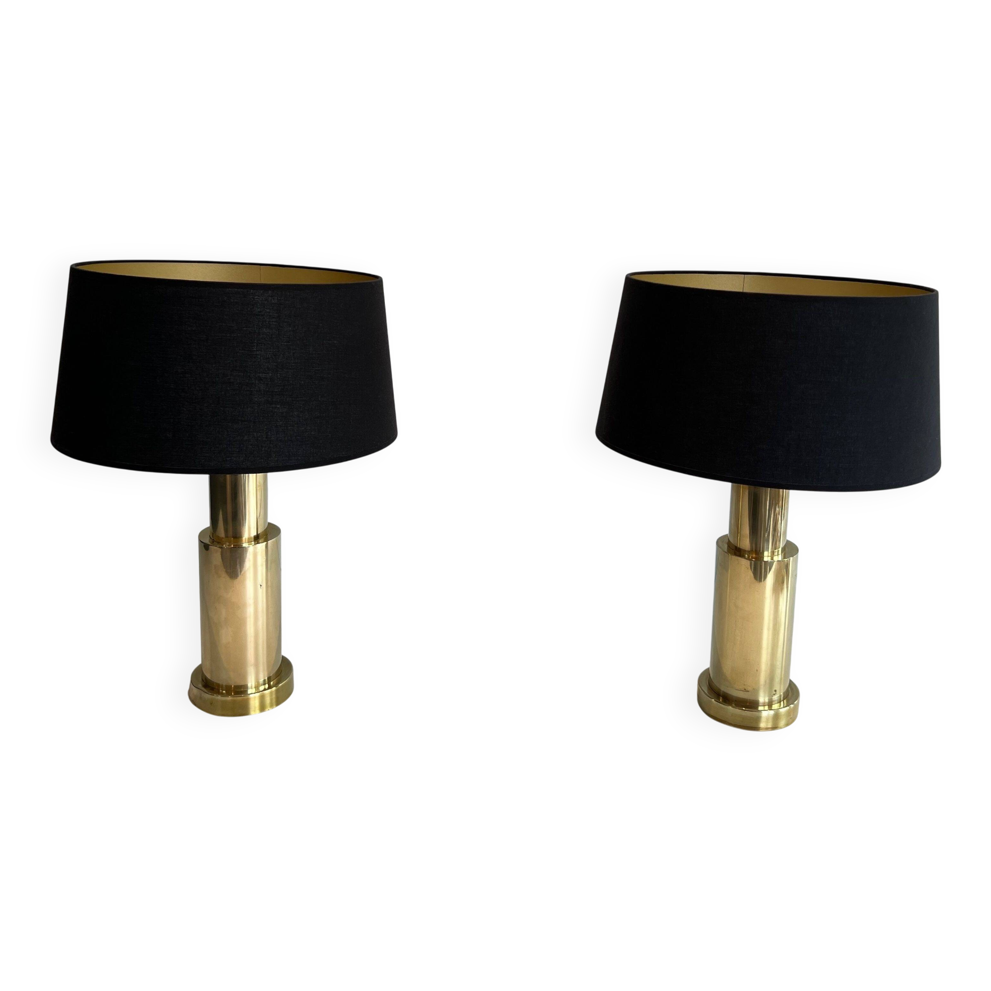 Paire de lampes modernistes en laiton