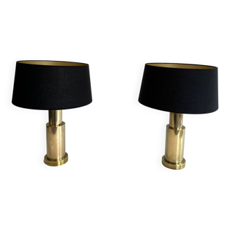 Pair of modernist brass lamps