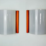 Pair of Mediterranean wall lamps, pine and methacrylate, 1980, Spain