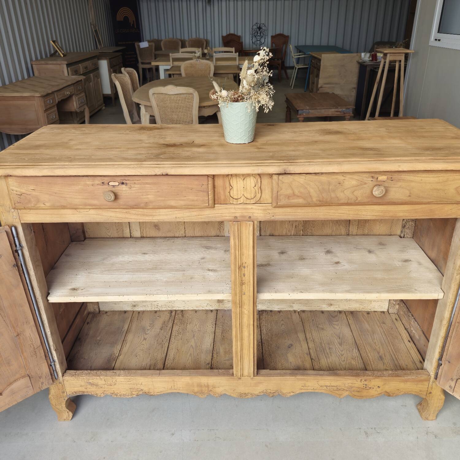 Large Louis XV style solid wood buffet, restored