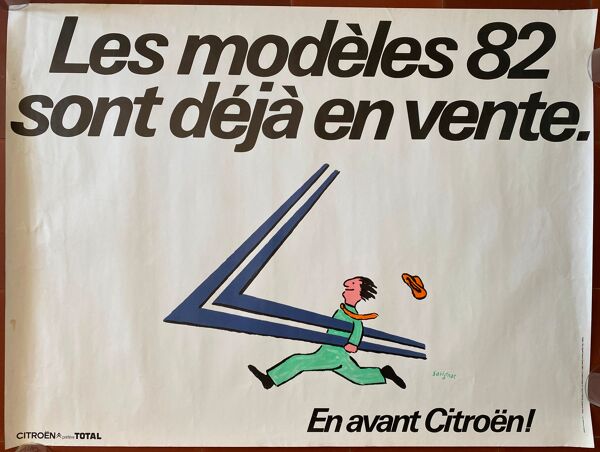 Affiche originale ''En avant Citroën, les modèles 82'' Raymond Savignac 58x77cm 1982