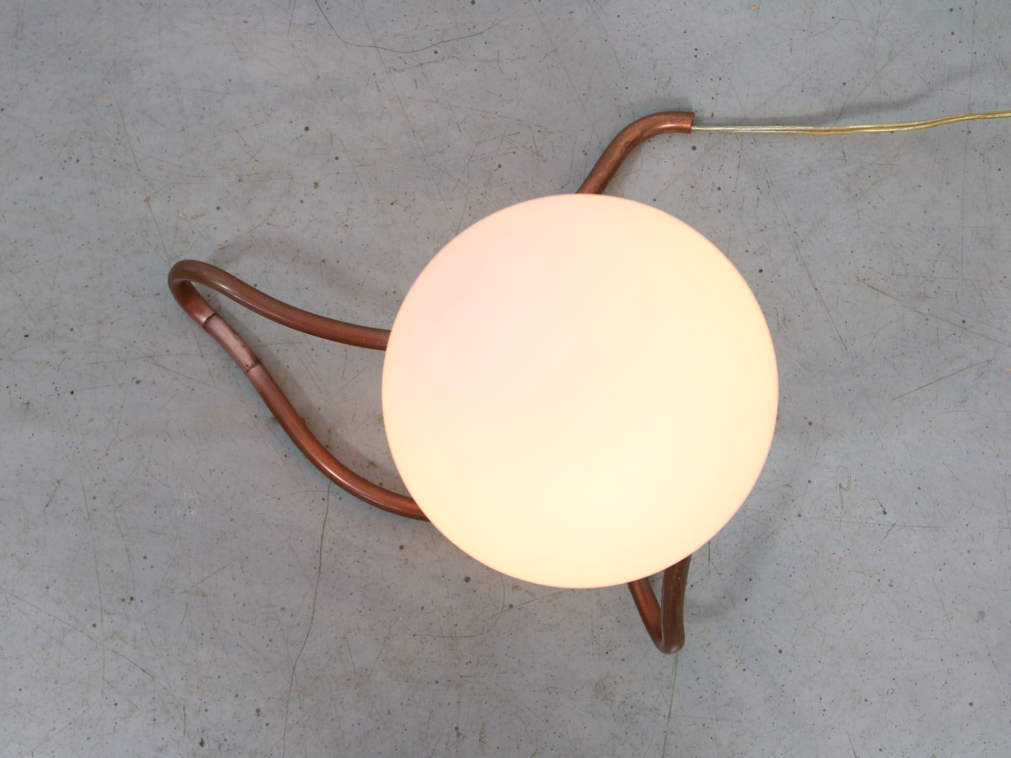 Vintage organic copper and opaline table lamp