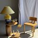 Large blue and yellow lamp with floral patterns H60