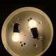 Antique ceiling light, large holophane glass style, fully restored.