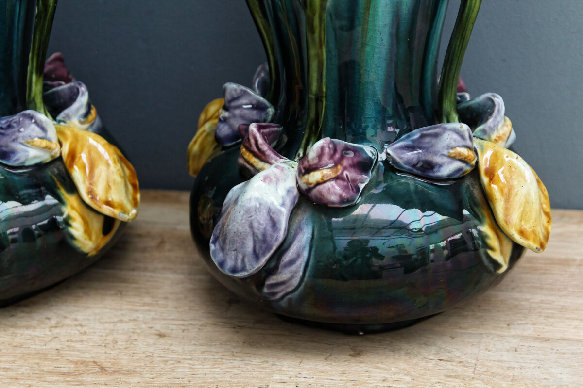 Pair of slurry vases, art nouveau