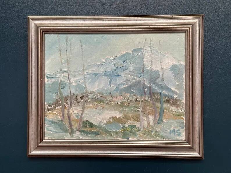 Original Swedish Oil Painting - "Nature Scene" by Maja Sjöberg - Signed - Vintage and Framed - 35.5 × 43.5 cm (14" × 17.1")