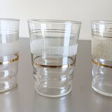 19 granite and frosted effect glasses, white and gold, 50s-60s