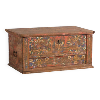 Ancienne malle peinte avec motifs floraux (c.1920) #32