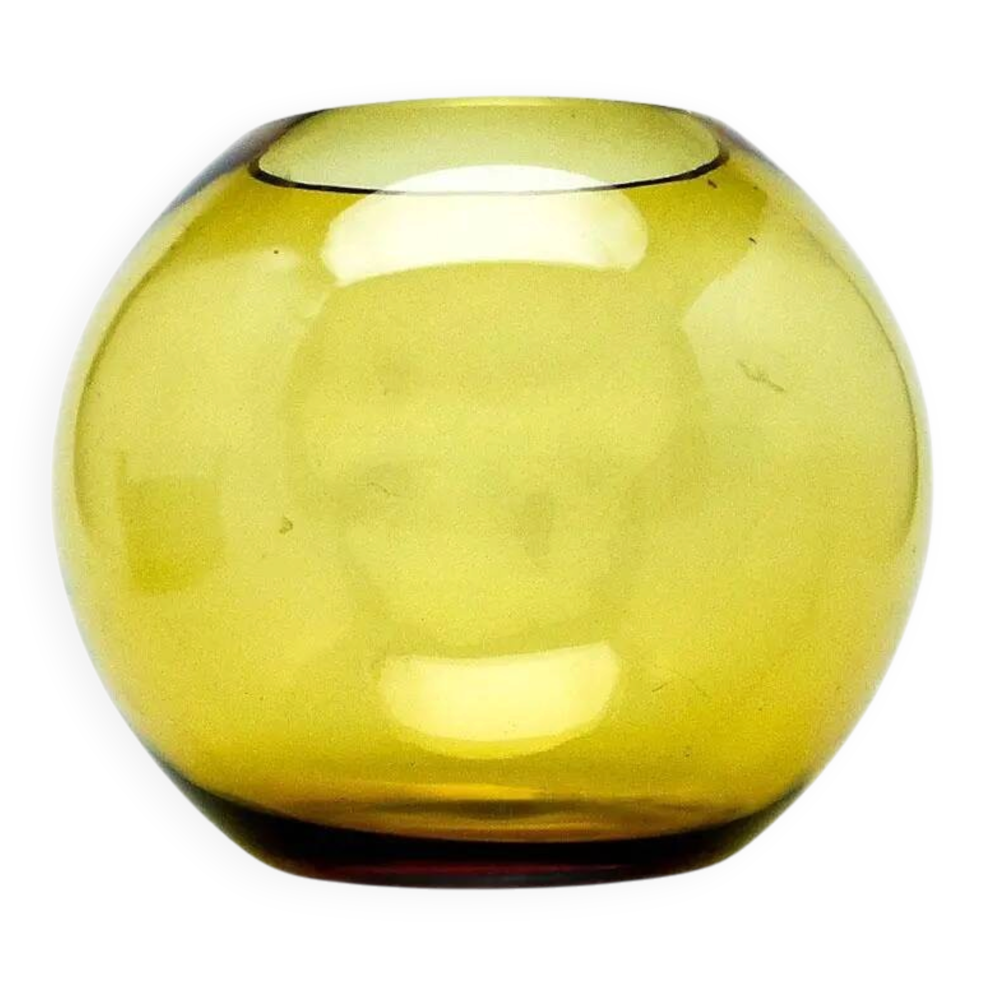 Vase moderne du milieu du siècle, en verre jaune, conçu par M. Słaboń, Pologne, années 1970.