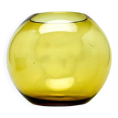 Vase moderne du milieu du siècle, en verre jaune, conçu par M. Słaboń, Pologne, années 1970.