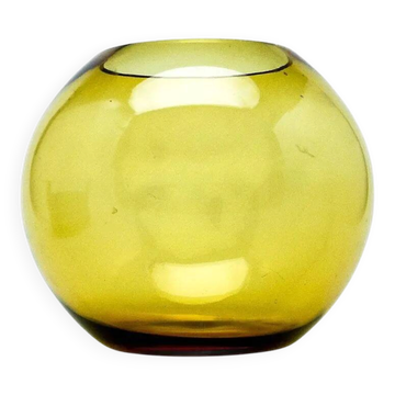 Vase moderne du milieu du siècle, en verre jaune, conçu par M. Słaboń, Pologne, années 1970.
