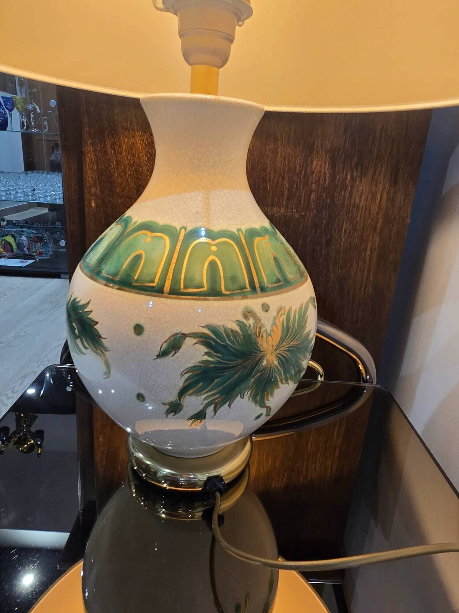 Large vintage Louis Drimmer lamp in glazed ceramic – 1970s/80s
