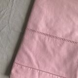 Drap ancien en lin et coton rose candy
