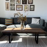 Table basse bois massif upcyclée industrielle