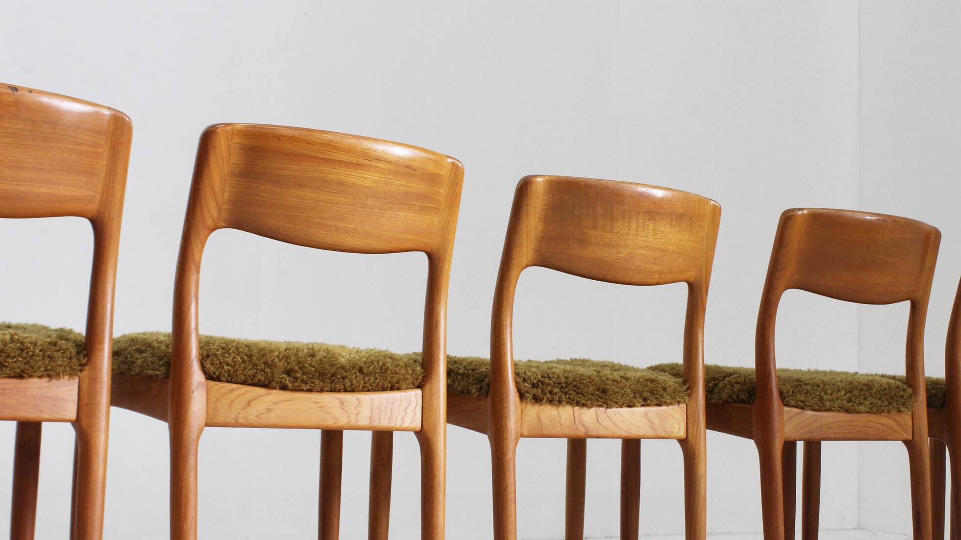 Vintage Danish solid teak dining room chairs Juul Kristensen set of 6