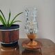 Vintage tripod table lamp from the 1960s with a glass lampshade.
