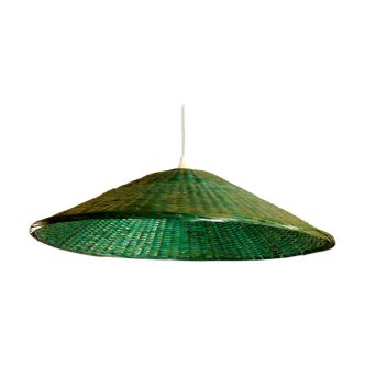 Vintage green braided rattan suspension