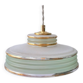 Pendant light in green granite glass with dome from the 1930s - 4 copies in stock