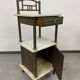 Brass bedside table with a marble top.