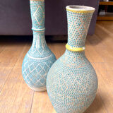 Vases vintage, anciens fait à la main, bleu
