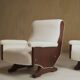 Pair of 1960s Italian Modern Walnut and Boucle Armchairs