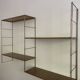 Etagere String acier faux bois, montants torsadé or 1960