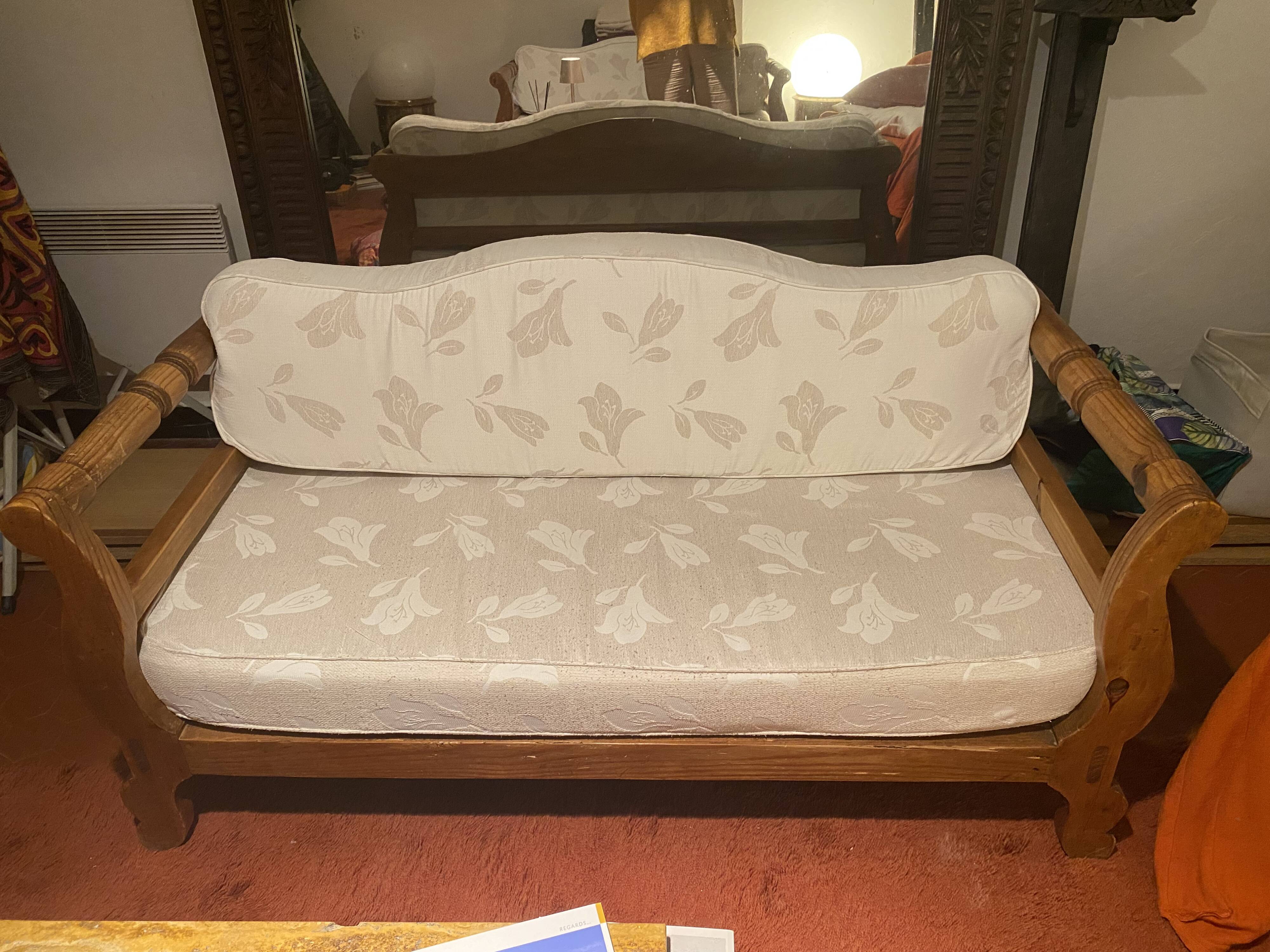 Two-seater sofa in exotic wood, Mexican style