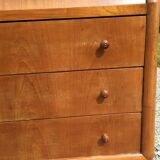 Vintage secretary desk, known as donkey's back, in cherry wood, Italian by Marelli & Fratelli.