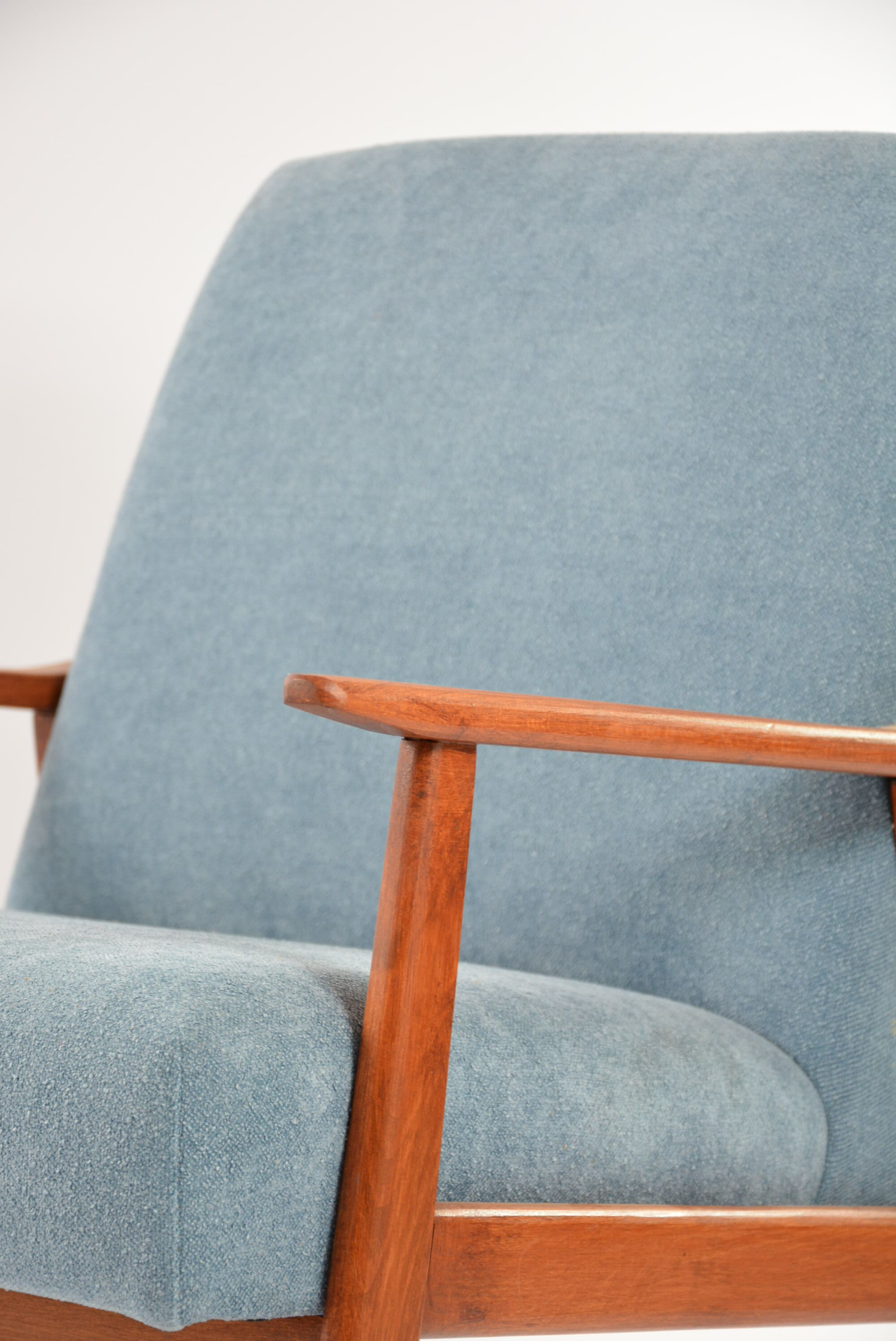 Renovated vintage armchairs sky blue