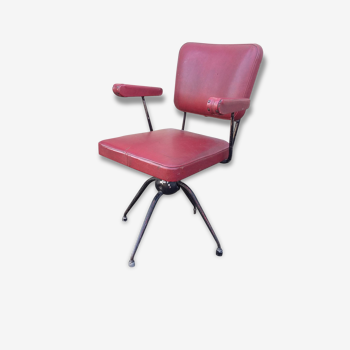 Fauteuil vintage en cuir rouge