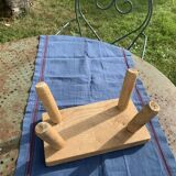 Small bench, footrest in artisanal raw wood