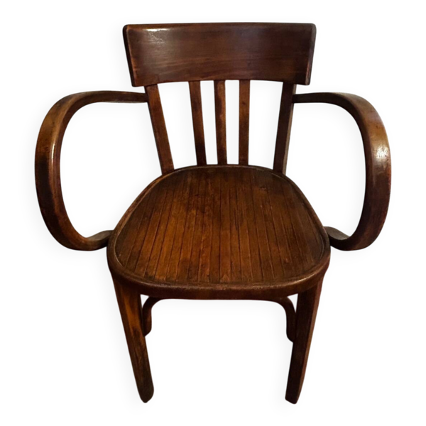 Fauteuil bistrot ancien en bois cintré