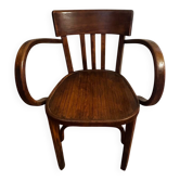 Fauteuil bistrot ancien en bois cintré