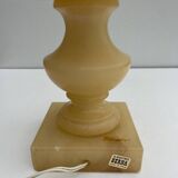 Vintage Alabaster Lamp with Floral Pattern Shade