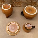 Old tea coffee service st amand meylan ceramic brown beige vintage