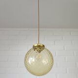 1 of 2 handblown amber glass pendant lamp redesign vintage Italian lighting