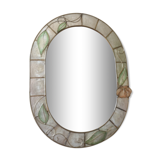 Mirror in real mother-of-pearl and brass