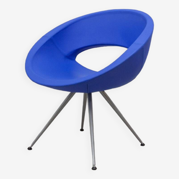 Sesta Smile armchair in Blue imitation leather
