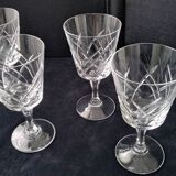 6 old crystal wine glasses from Arques, Saumur model.