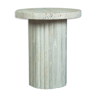 Omega natural travertine side table - ribbed foot - L: 40cm / H: 50cm